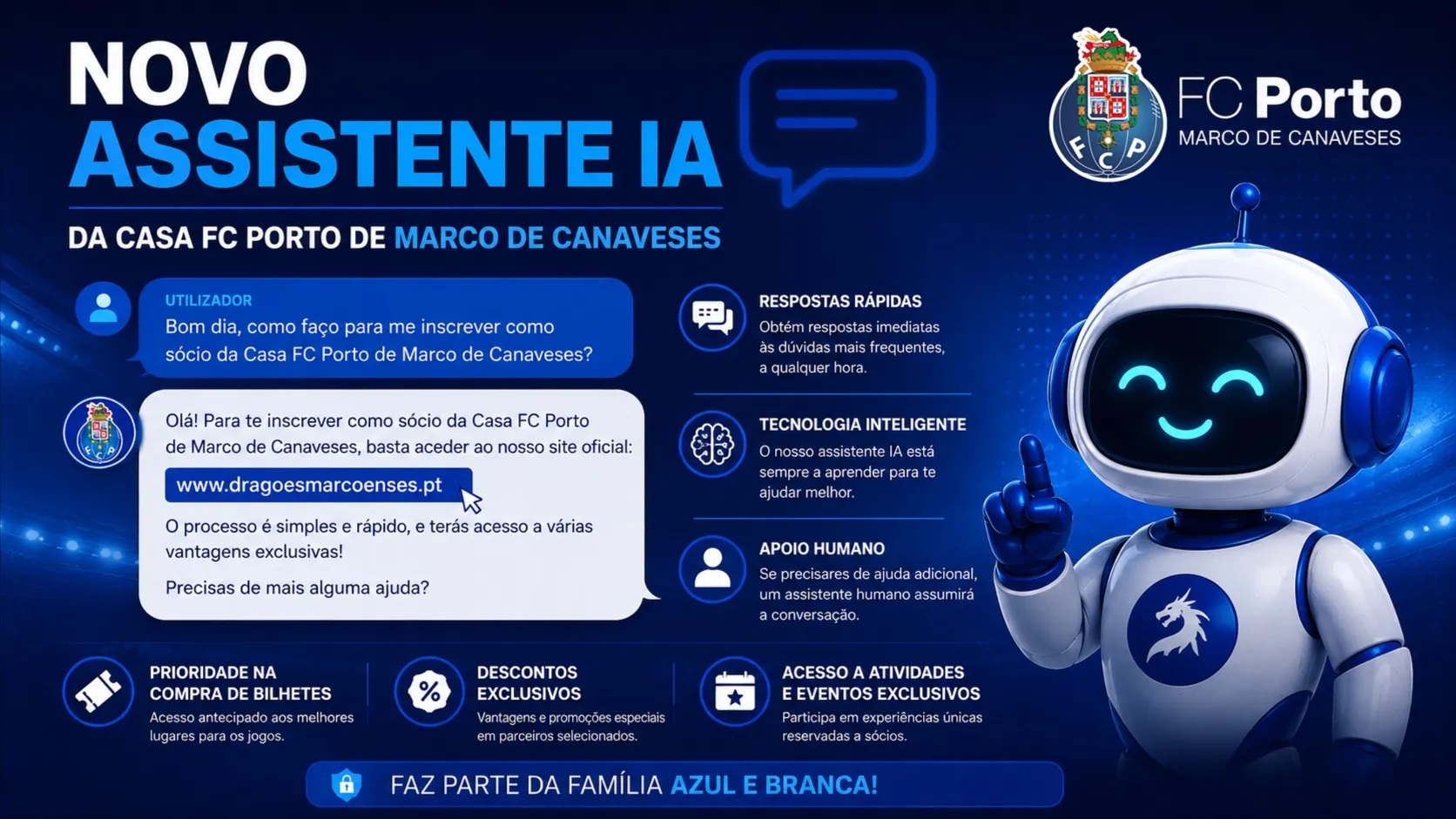 Casa FC Porto de Marco de Canaveses lança Assistente de Inteligência Artificial para melhorar atendimento